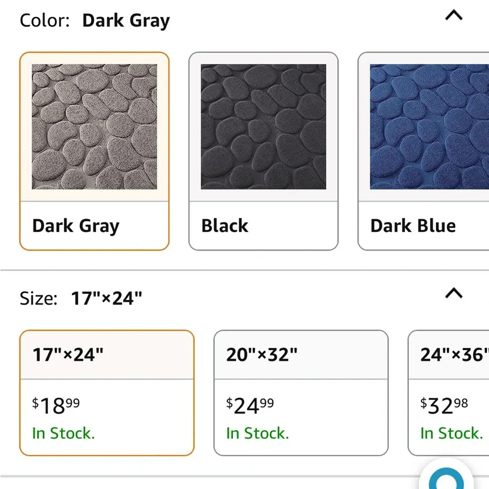 24”x16” Dark gray memory foam bath rug bathroom mat absorbent machine washable